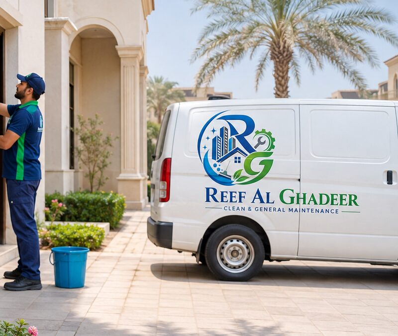 Reef Al Ghadeer branded van and technician at an Al Ain villa